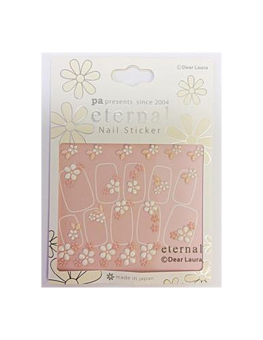 DL- Sticker pa 214 vit rosa blommor