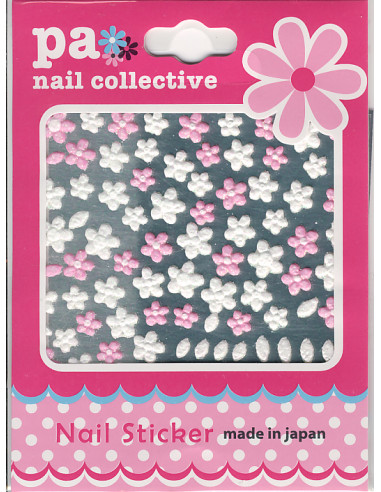 DL- Sticker peta 47 vita rosa blommor